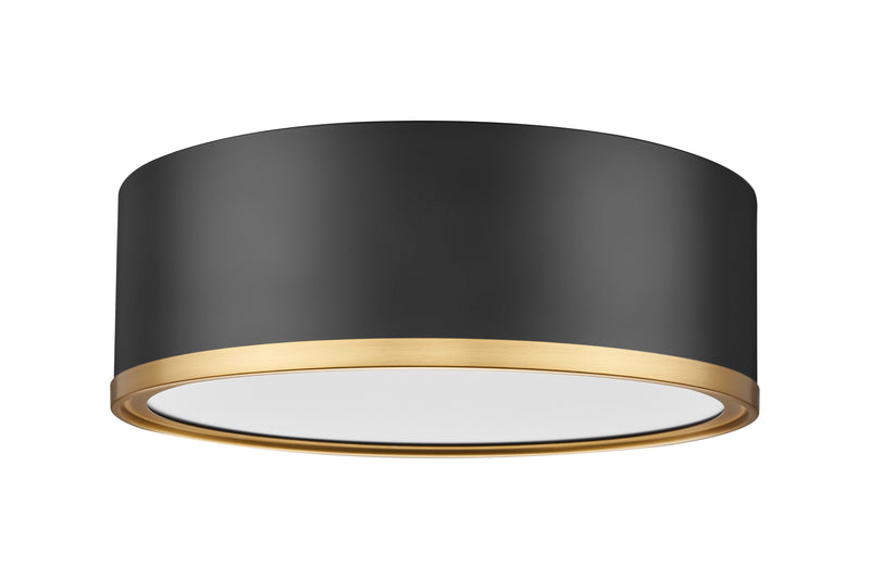 Bradley 1 Light 12.25" Flush Mount in Matte Black + Modern Gold