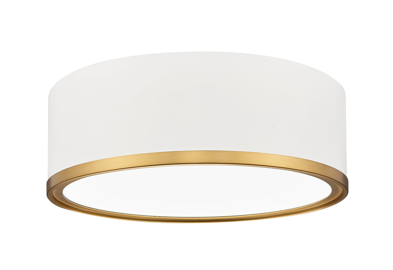 Bradley 1 Light 12.25" Flush Mount in Matte White + Modern Gold