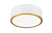 Bradley 1 Light 12.25" Flush Mount in Matte White + Modern Gold