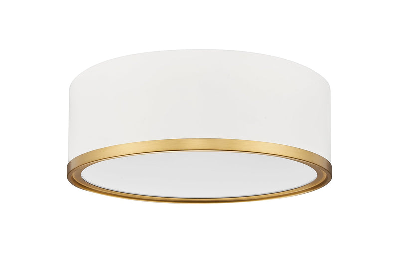 Bradley 1 Light 12.25" Flush Mount in Matte White + Modern Gold