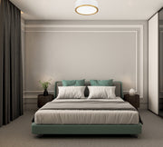 Bradley 1 Light 12.25" Flush Mount in Matte White + Modern Gold in a room setting