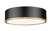Bradley 1 Light 16" Flush Mount in Matte Black + Modern Gold