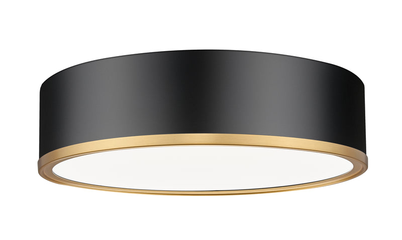 Bradley 1 Light 16" Flush Mount in Matte Black + Modern Gold