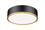 Bradley 1 Light 16" Flush Mount in Matte Black + Modern Gold