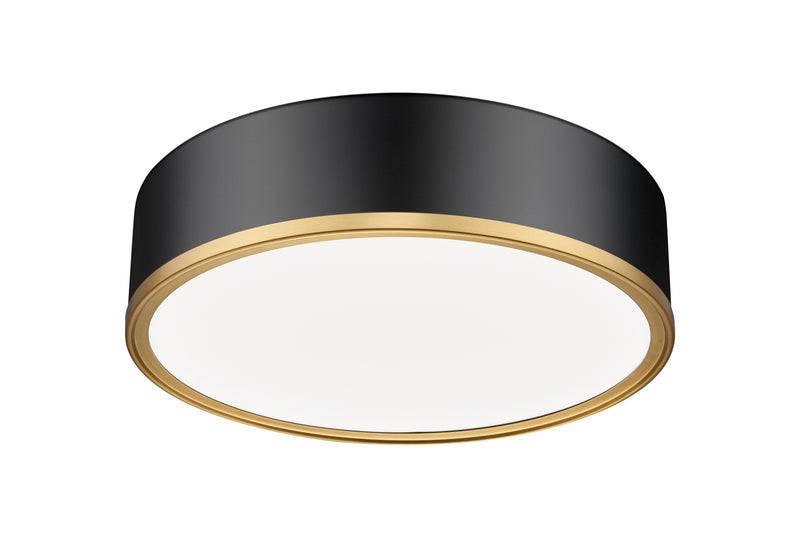 Bradley 1 Light 16" Flush Mount in Matte Black + Modern Gold