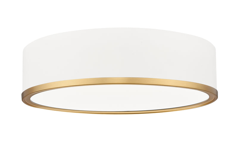 Bradley 1 Light 16" Flush Mount in Matte White + Modern Gold