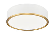 Bradley 1 Light 16" Flush Mount in Matte White + Modern Gold