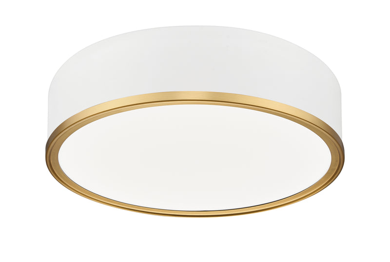 Bradley 1 Light 16" Flush Mount in Matte White + Modern Gold