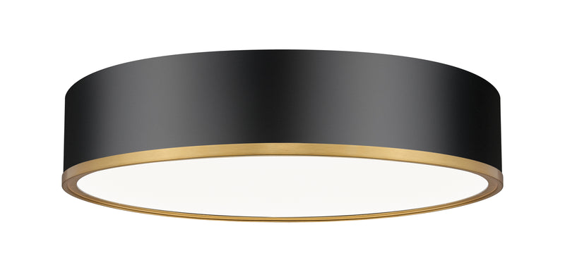 Bradley 1 Light 20.25" Flush Mount in Matte Black + Modern Gold