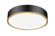 Bradley 1 Light 20.25" Flush Mount in Matte Black + Modern Gold