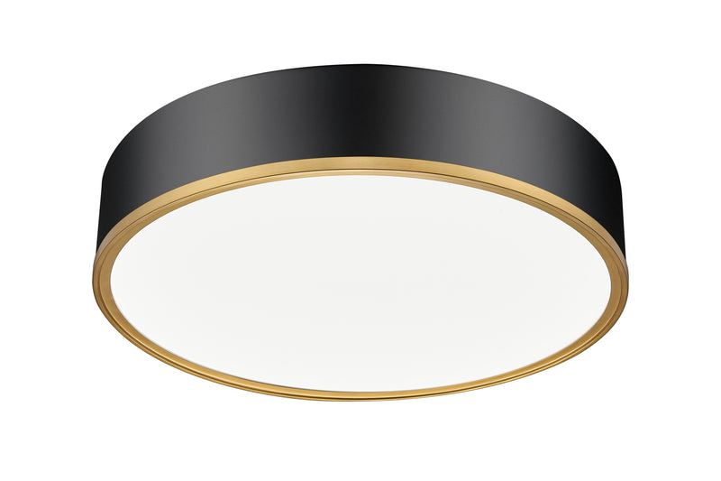 Bradley 1 Light 20.25" Flush Mount in Matte Black + Modern Gold