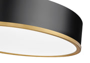 Bradley 1 Light 20.25" Flush Mount in Matte Black + Modern Gold