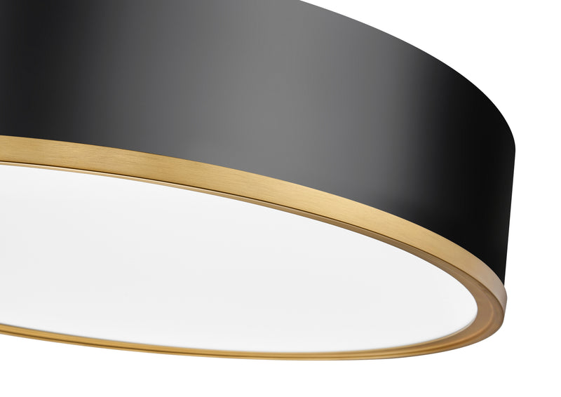Bradley 1 Light 20.25" Flush Mount in Matte Black + Modern Gold