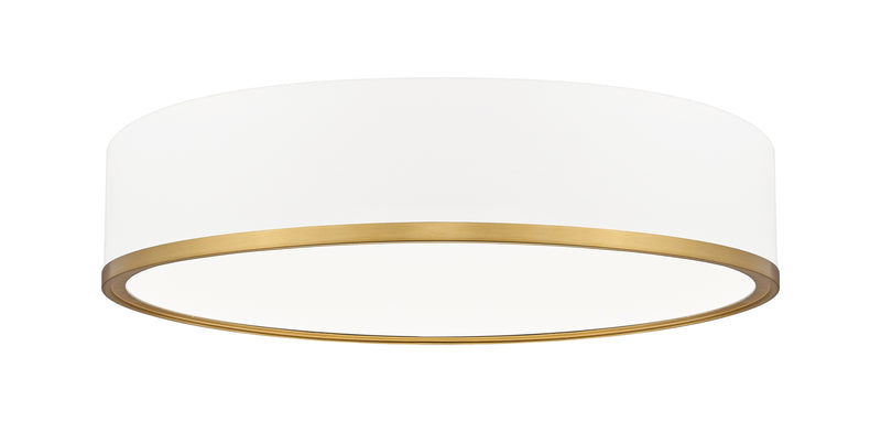 Bradley 1 Light 20.25" Flush Mount in Matte White + Modern Gold