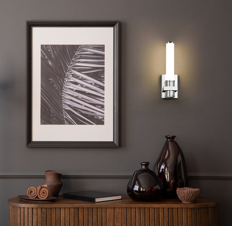 Idris 1 Light 5" Wall Sconce in Chrome in a room setting