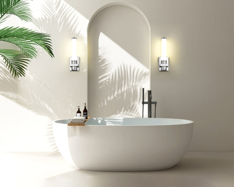 Idris 1 Light 5" Wall Sconce in Chrome in a room setting