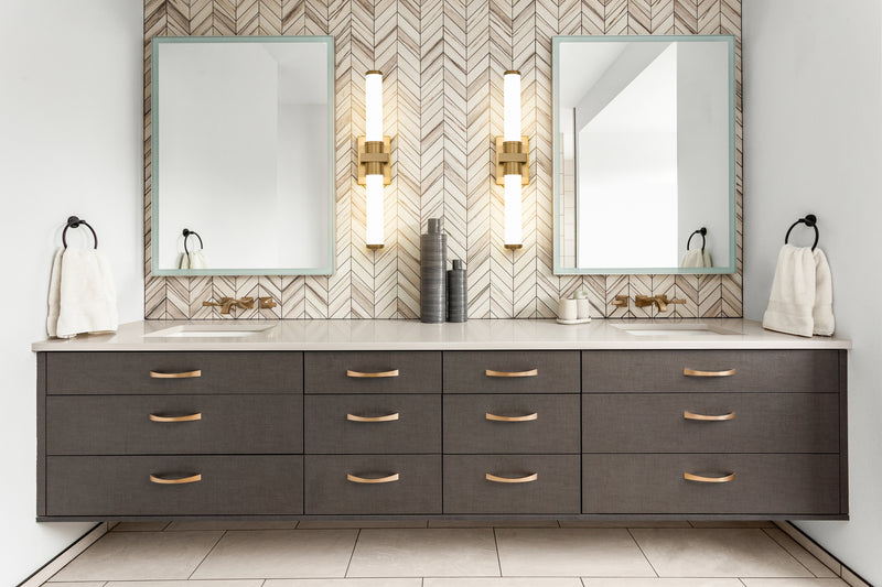 Idris 1 Light 25.5" Vanity in Modern Gold in a room setting