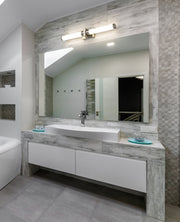 Idris 1 Light 32.5" Vanity in Brushed Nickel in a room setting