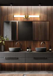 Idris 1 Light 32.5" Vanity in Modern Gold in a room setting
