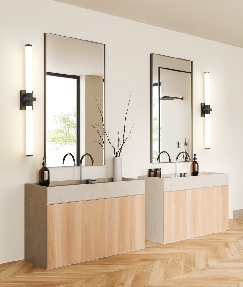 Idris 1 Light 40.5" Vanity in Matte Black in a room setting