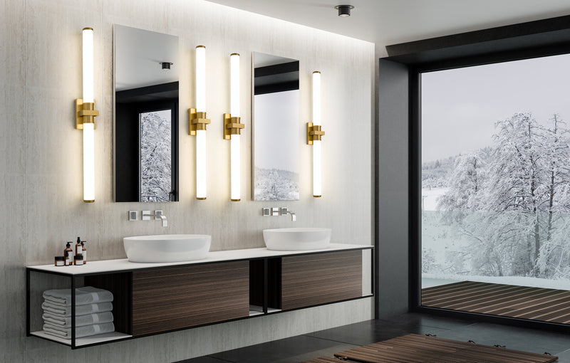 Idris 1 Light 40.5" Vanity in Modern Gold in a room setting
