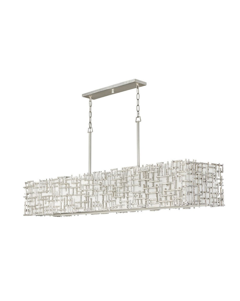 Farrah 60" 10-Light Linear Chandelier in Silver Leaf