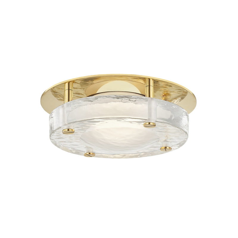 Heath Flush Mount in Aged Brass with Clear Glass Shade