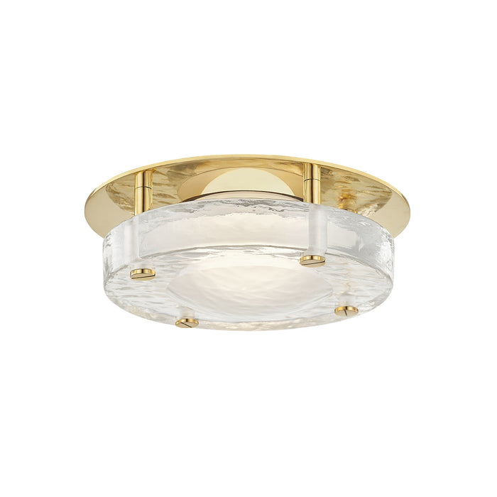 Heath Flush Mount in Aged Brass with Clear Glass Shade