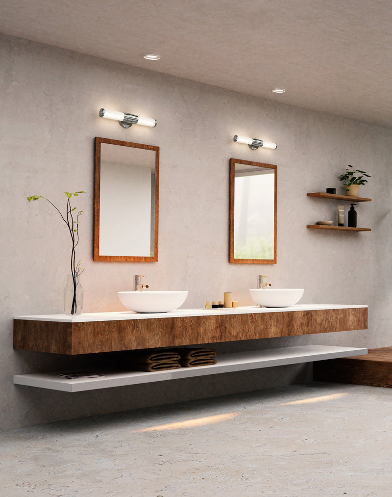 Warwick 1 Light 18.5" Vanity in Brushed Nickel in a room setting