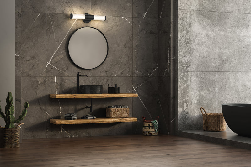 Warwick 1 Light 18.5" Vanity in Matte Black in a room setting