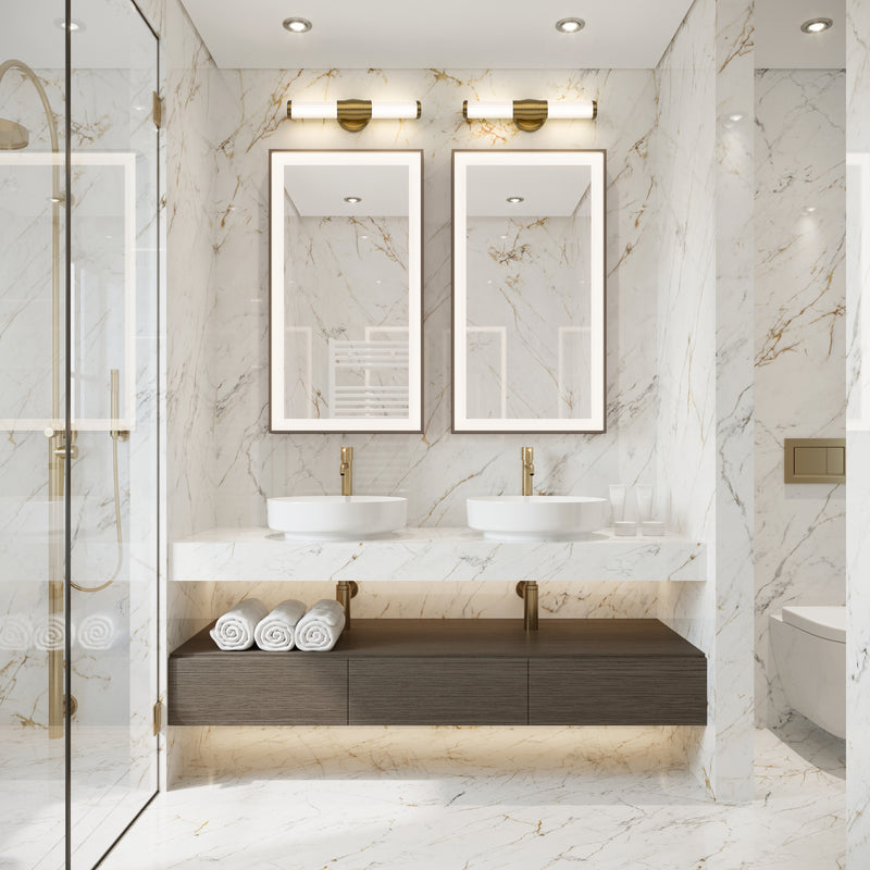 Warwick 1 Light 18.5" Vanity in Modern Gold in a room setting
