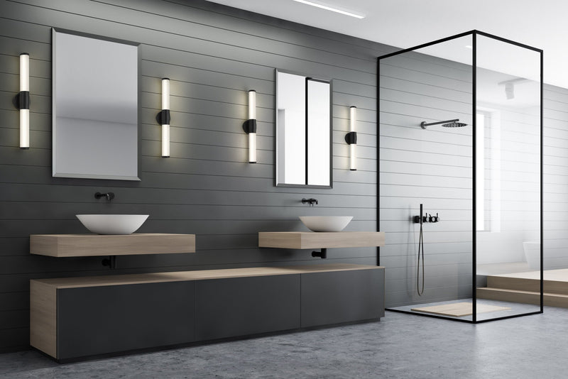 Warwick 1 Light 25.25" Vanity in Matte Black in a room setting