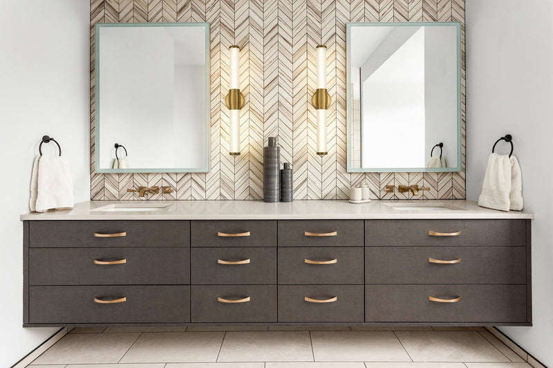 Warwick 1 Light 25.25" Vanity in Modern Gold in a room setting