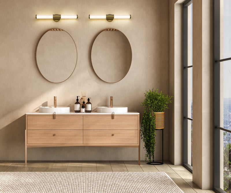 Warwick 1 Light 25.25" Vanity in Modern Gold in a room setting