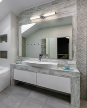 Warwick 1 Light 32.5" Vanity in Brushed Nickel in a room setting