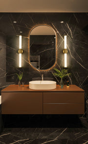 Warwick 1 Light 32.5" Vanity in Modern Gold in a room setting