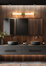 Warwick 1 Light 32.5" Vanity in Modern Gold in a room setting