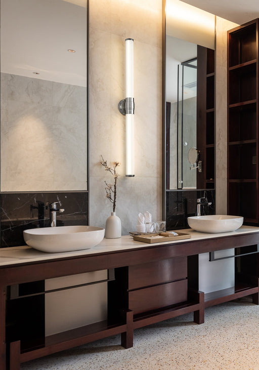 Warwick 1 Light 40.25" Vanity in Brushed Nickel in a room setting