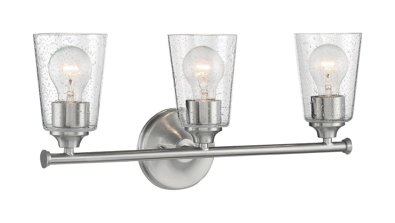 Bransel 3-Light Bath Vanity Light in Brushed Nickel