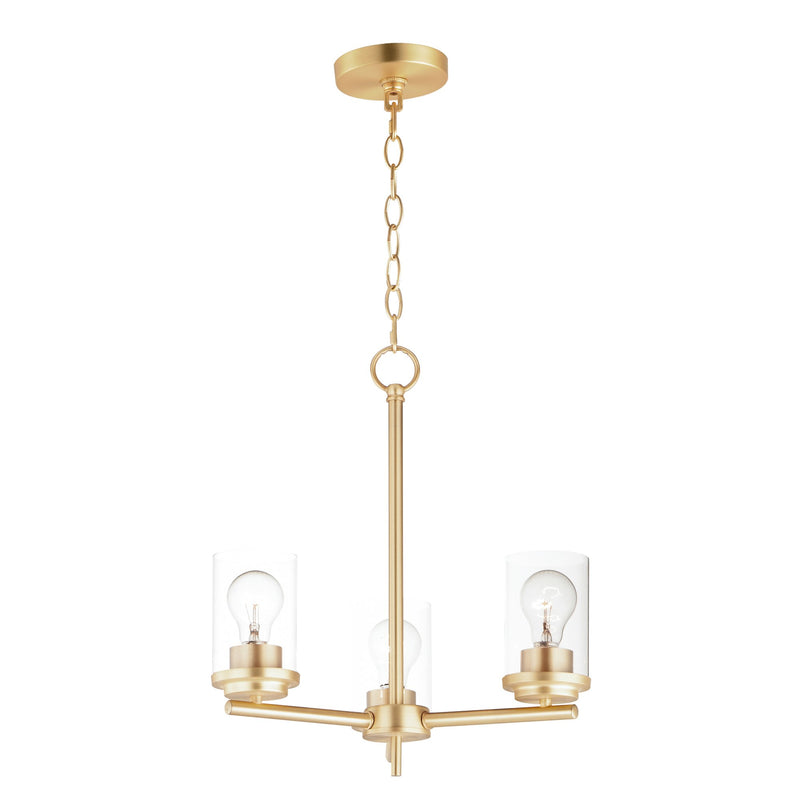 Corona 3 Light Chandelier in Satin Brass
