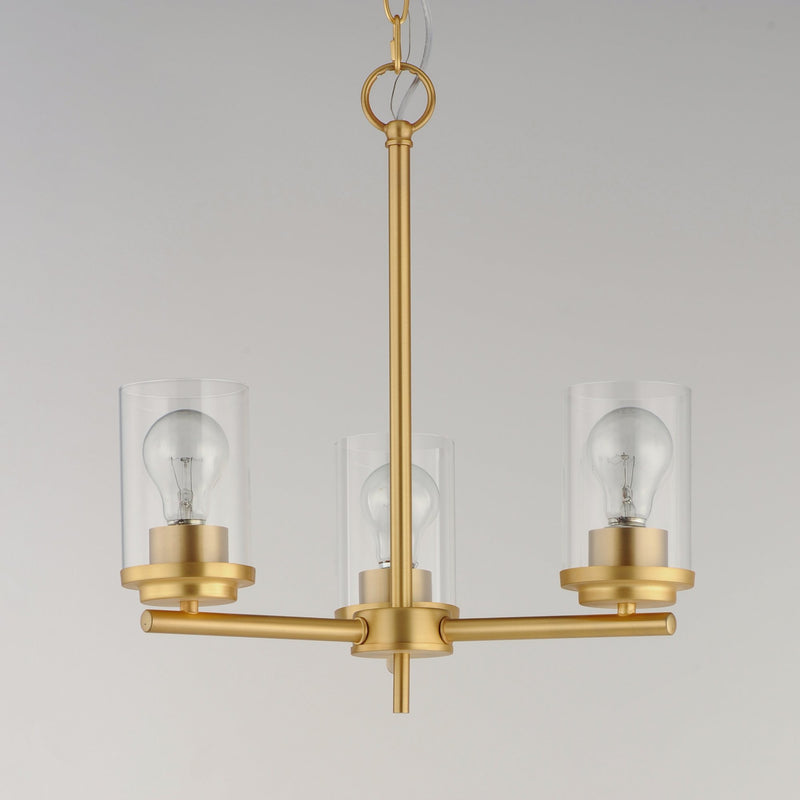 Corona 3 Light Chandelier in Satin Brass