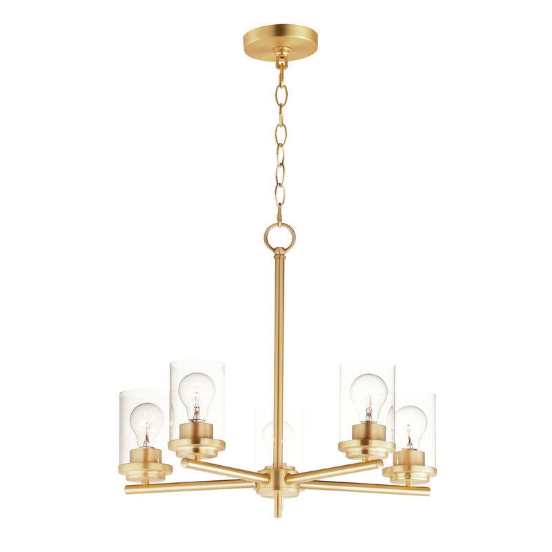 Corona 5 Light Chandelier in Satin Brass