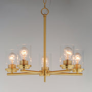 Corona 5 Light Chandelier in Satin Brass