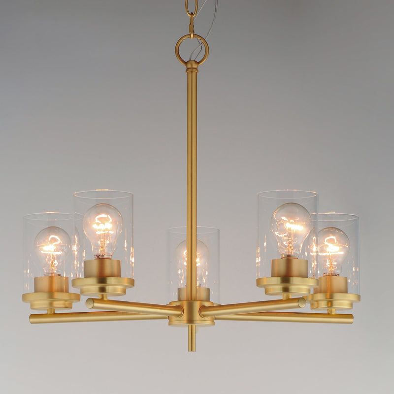 Corona 5 Light Chandelier in Satin Brass