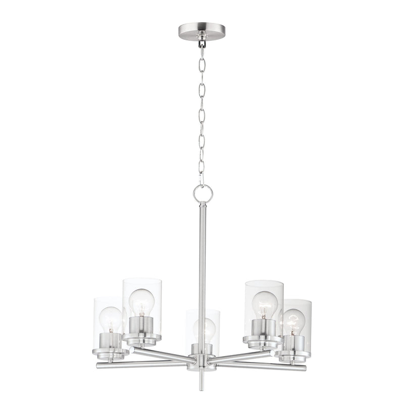 Corona 5 Light Chandelier in Satin Nickel