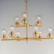 Corona 9 Light Chandelier in Satin Brass