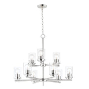 Corona 9 Light Chandelier in Satin Nickel