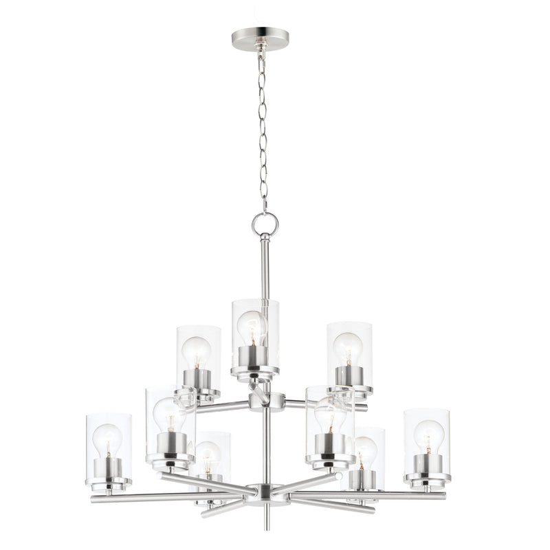 Corona 9 Light Chandelier in Satin Nickel