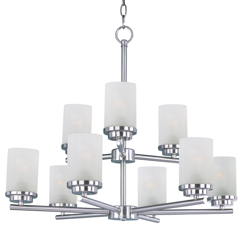 Corona 9 Light Chandelier in Satin Nickel