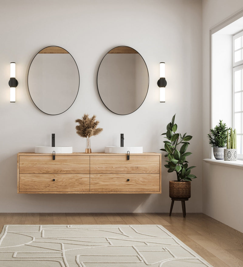 Solange 1 Light 18.5" Vanity in Matte Black in a room setting